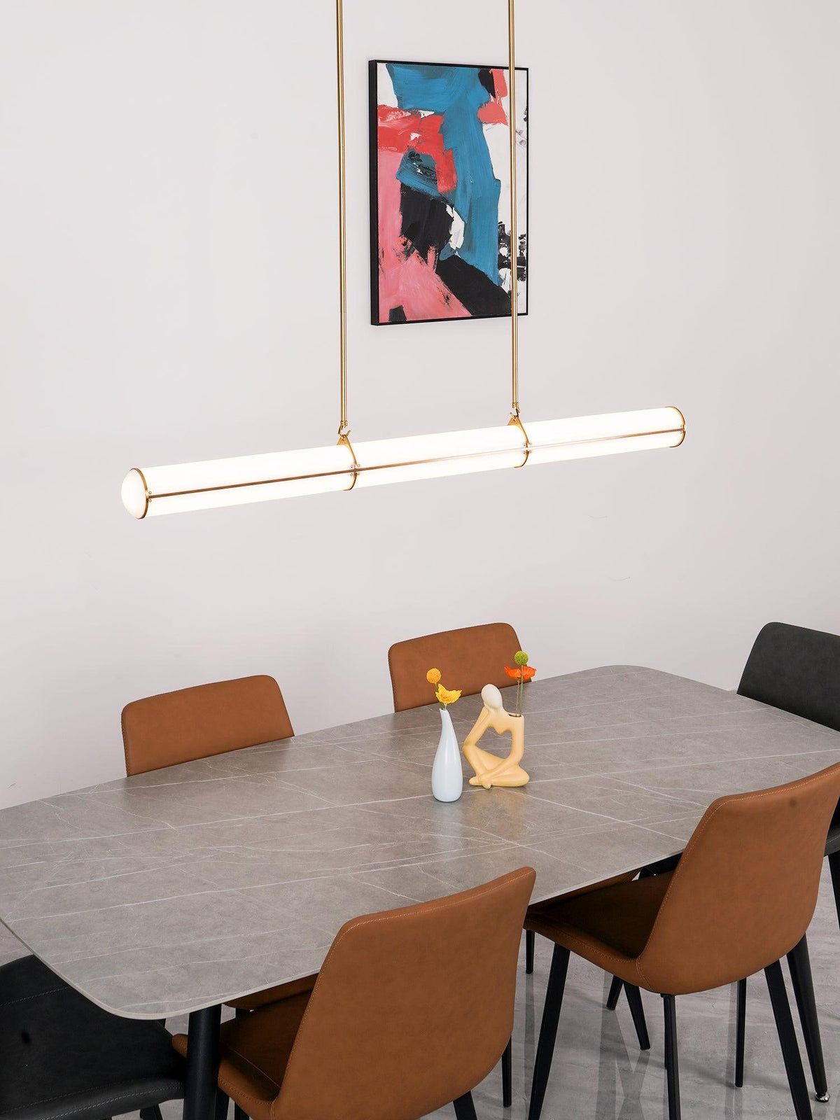 Endless Cylindrical Pendant Light, Modern Linear Lighting for Dining Table and Living Room, Integrated LED Floating Light Line, Architectural Lighting