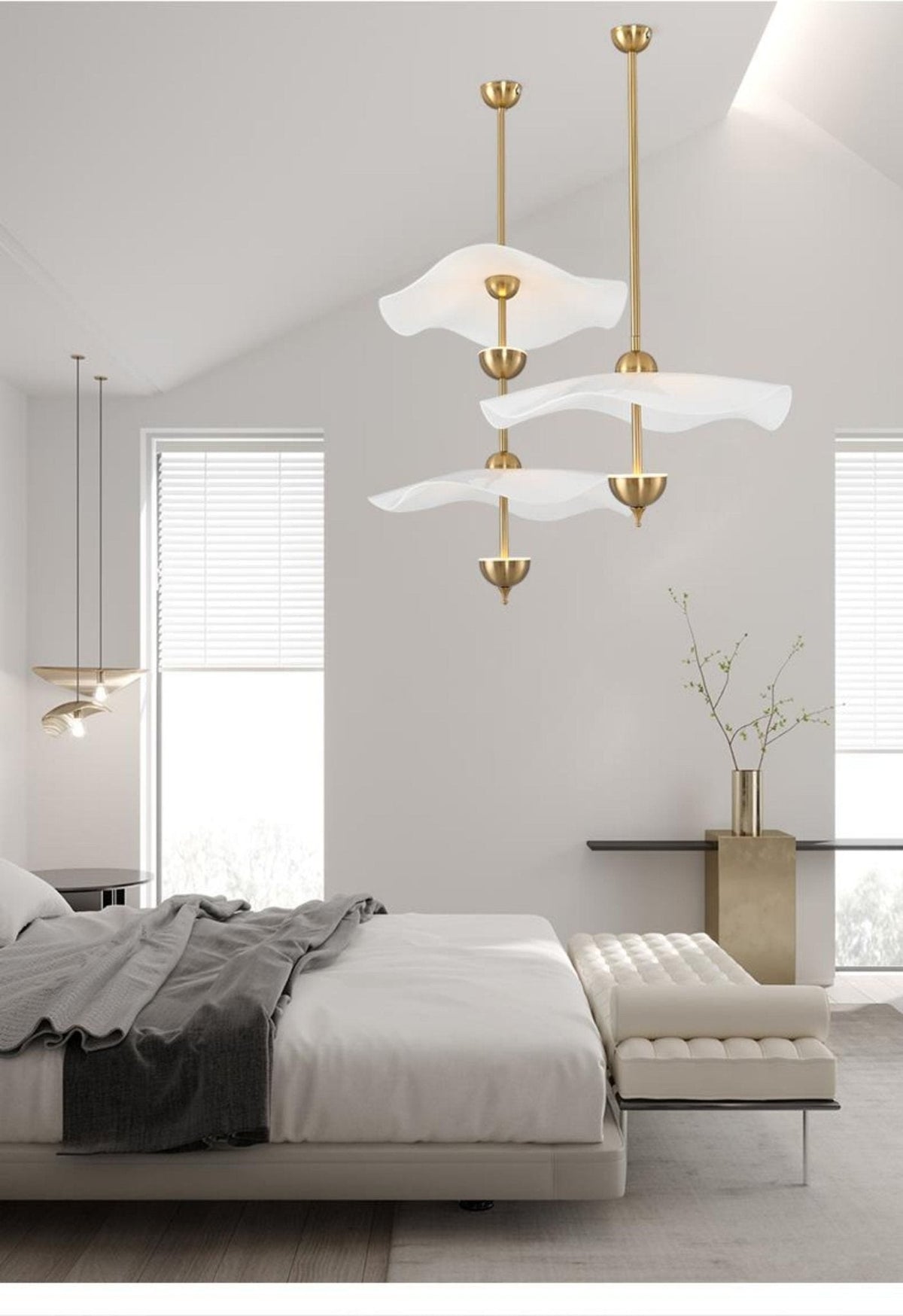 Doppelte Biscuit Hängeleuchte Weiß Gold Rund Opalweiß Acrylschirm Design Beleuchtung Dekorativ für Wohnzimmer Essbereich Schlafzimmer Modern Skandinavisches Interieur | Sansoti