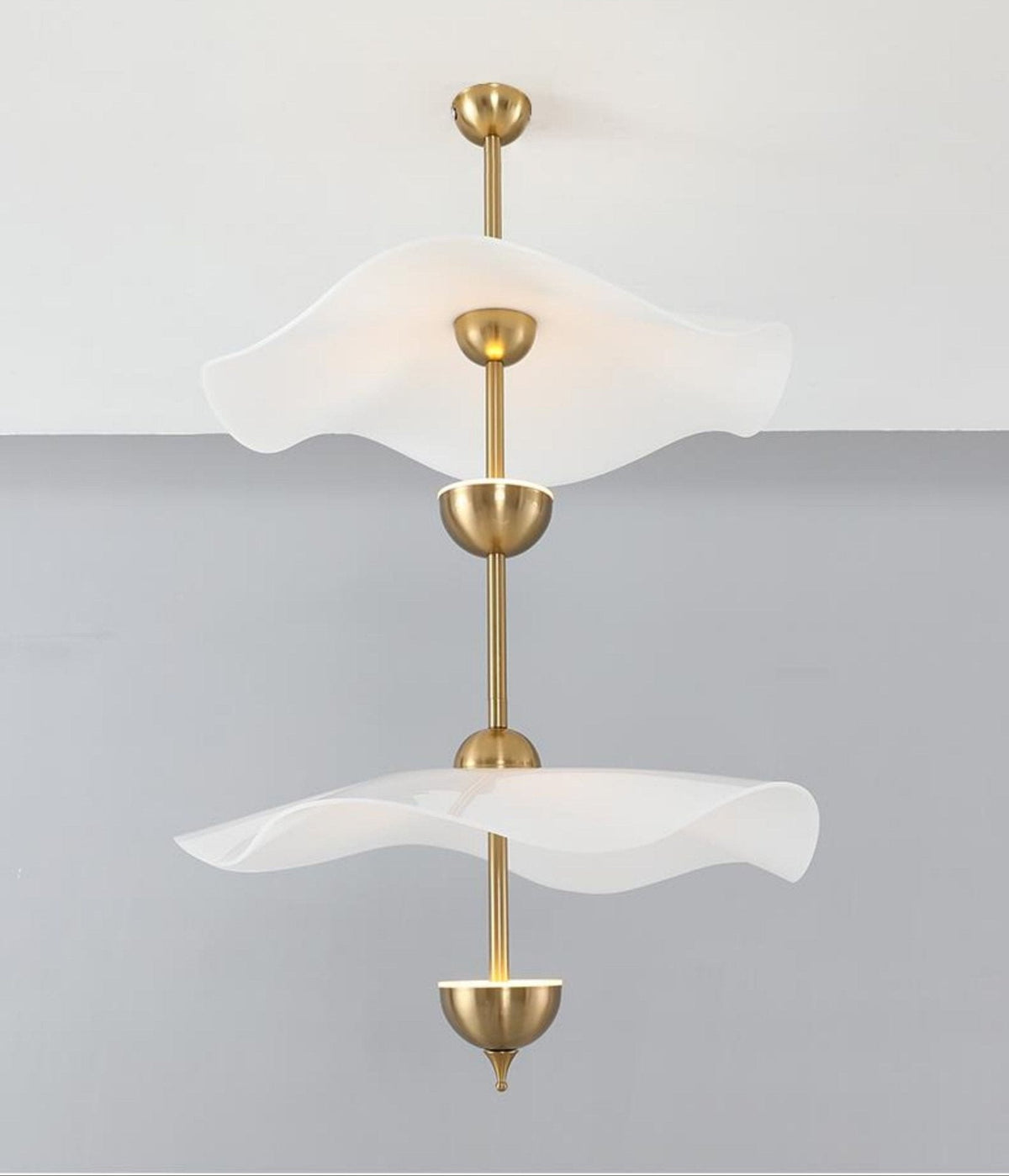 Doppelte Biscuit Hängeleuchte Weiß Gold Rund Opalweiß Acrylschirm Design Beleuchtung Dekorativ für Wohnzimmer Essbereich Schlafzimmer Modern Skandinavisches Interieur | Sansoti