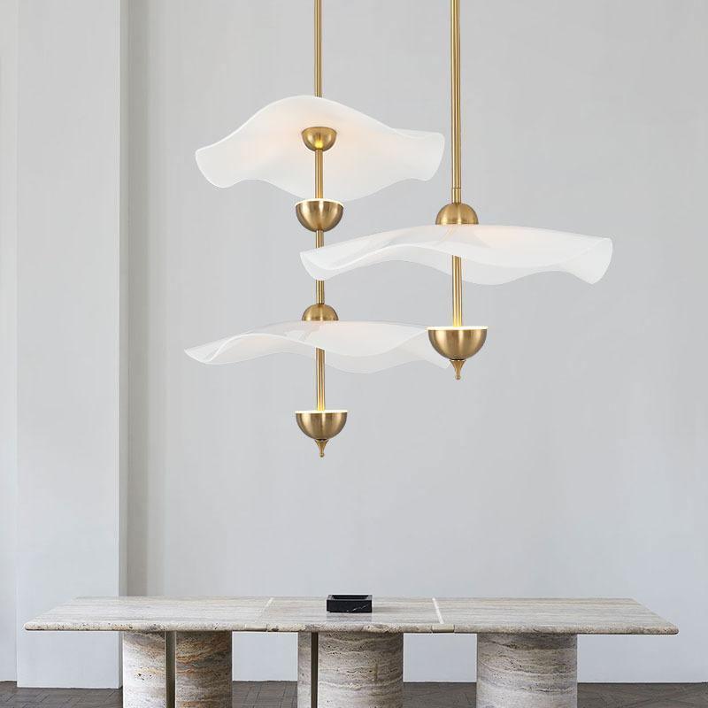 Doppelte Biscuit Hängeleuchte Weiß Gold Rund Opalweiß Acrylschirm Design Beleuchtung Dekorativ für Wohnzimmer Essbereich Schlafzimmer Modern Skandinavisches Interieur | Sansoti