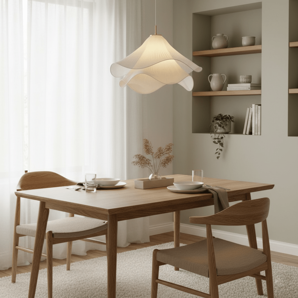 Layered pleated shade pendant lamp — Petal-like light gold fitting E26/E27 sloped-ceiling mounting | Sansoti