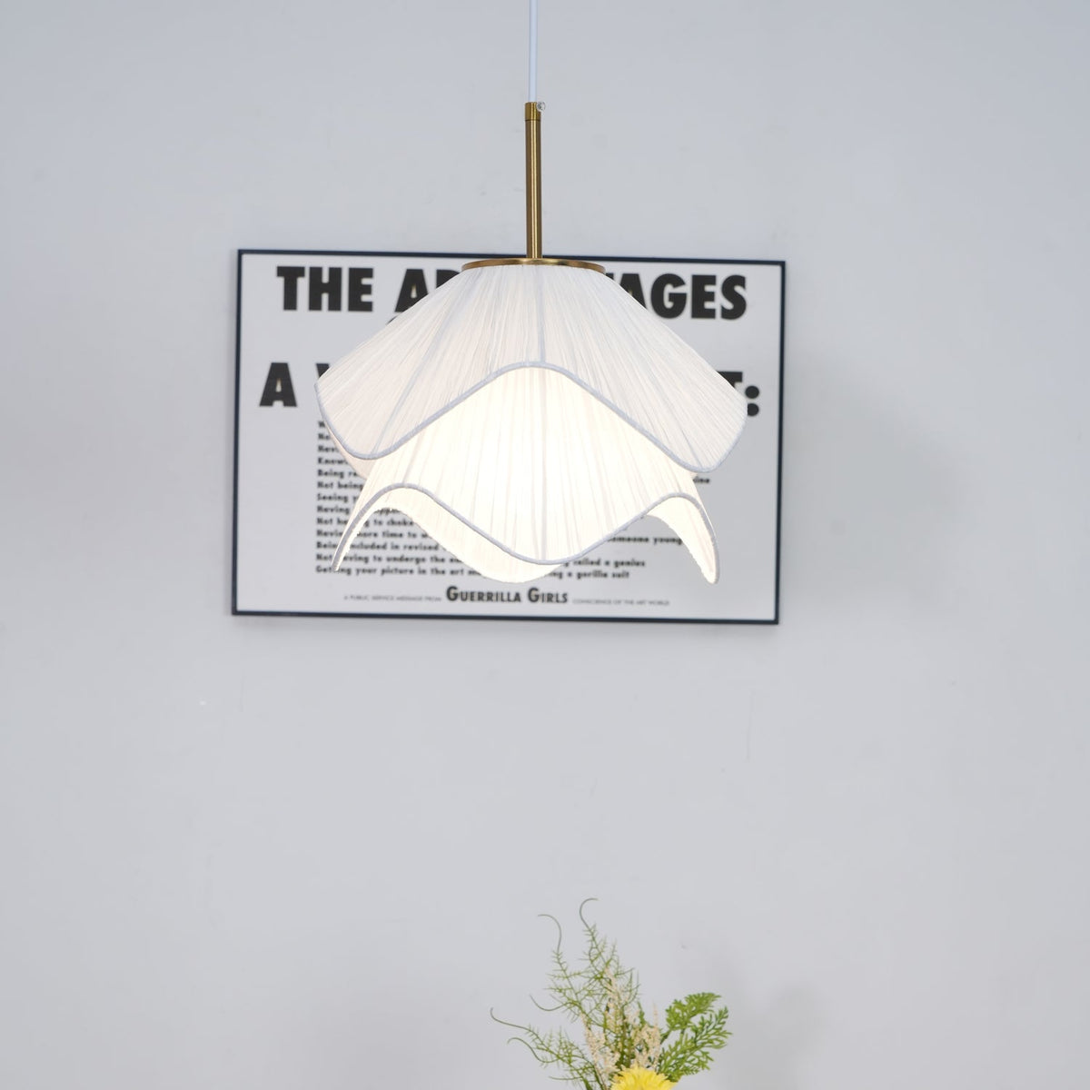 Layered pleated shade pendant lamp — Petal-like light gold fitting E26/E27 sloped-ceiling mounting | Sansoti