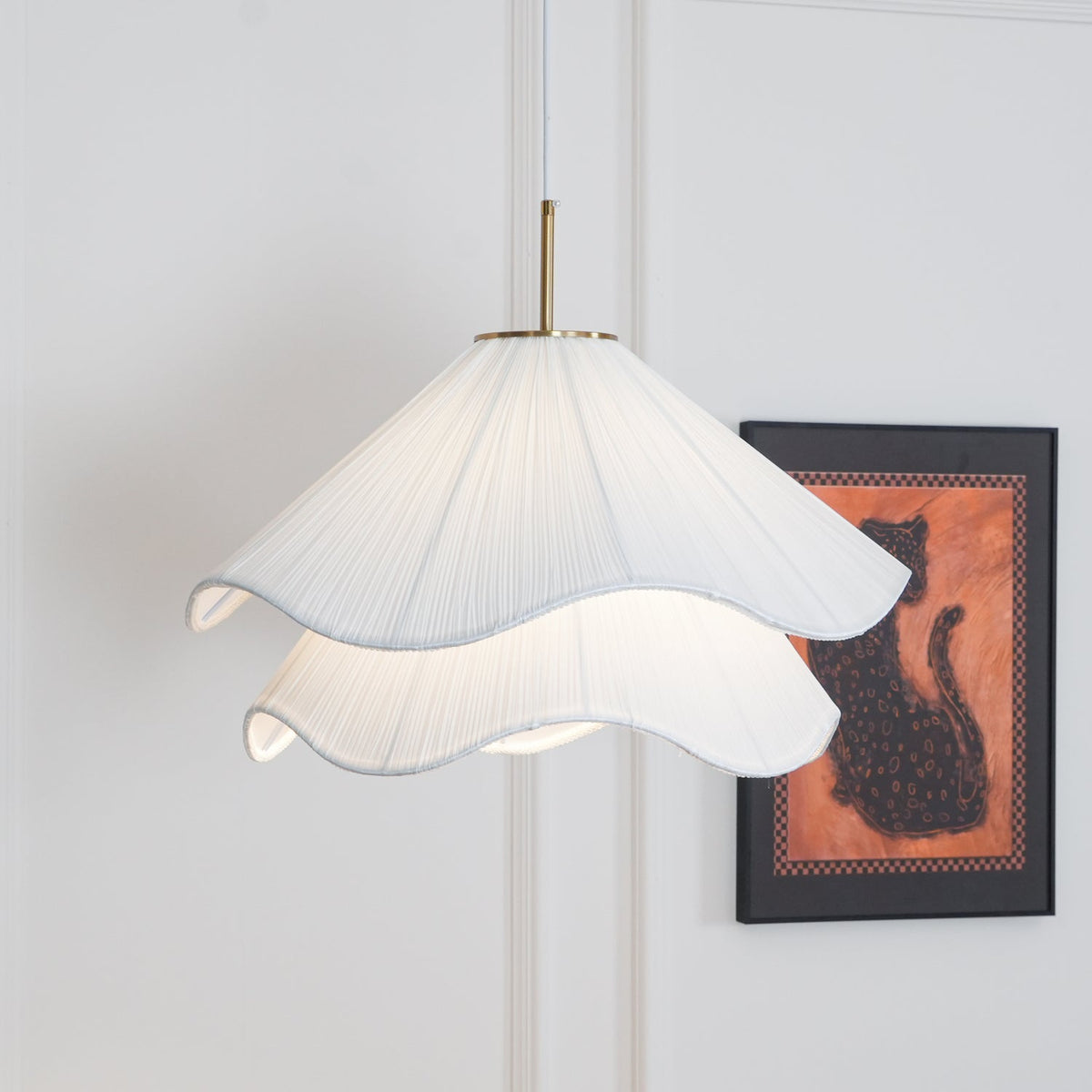 Layered pleated shade pendant lamp — Petal-like light gold fitting E26/E27 sloped-ceiling mounting | Sansoti