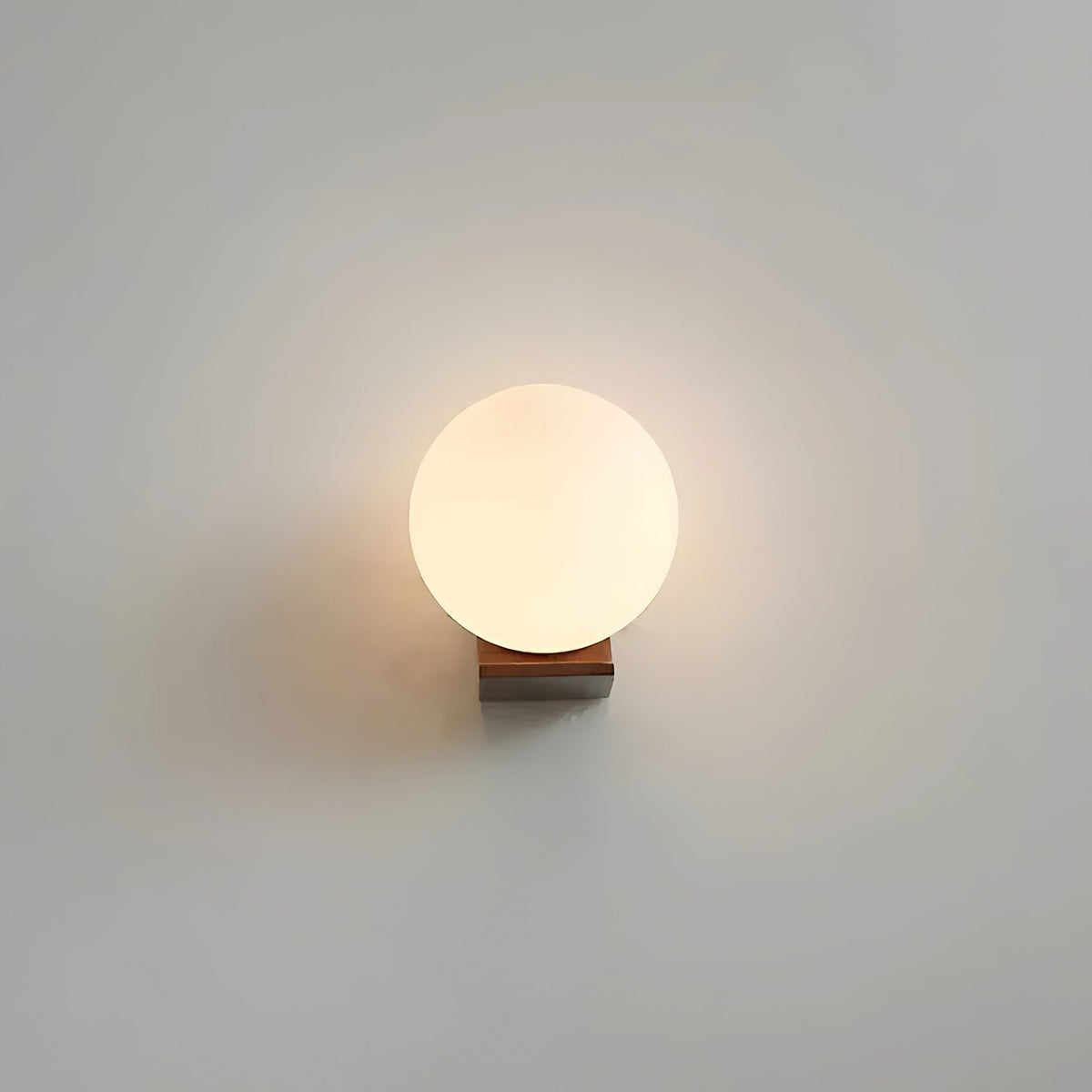 Wall Lamp with Glass Globe and Wooden Bracket – Walnut or Ash Wood – Modern Country Style | Sansoti