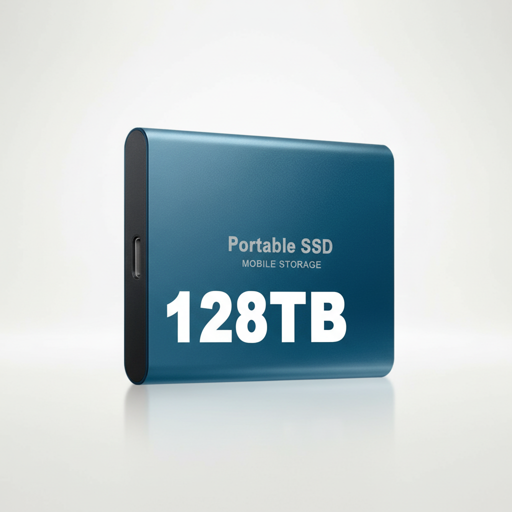 External SSD Hard Drive 128TB USB-C Fast Data Transfer Compact Dustproof Rugged Pocket-Sized Storage | Sansoti