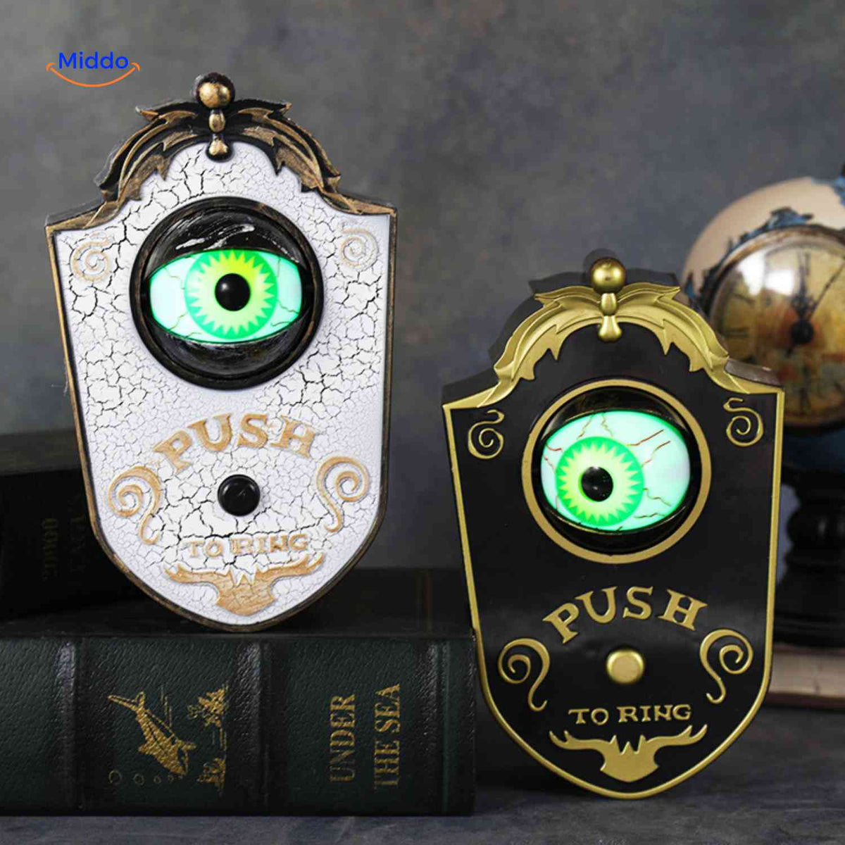 Sonnette de porte effrayante pour Halloween, avec œil mobile et effets sonores inquiétants, pour fêtes à thème et décoration | Sansoti