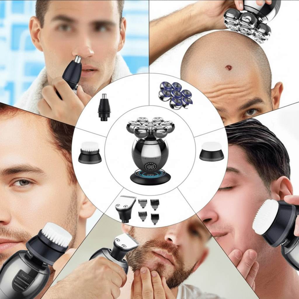 Rasoir électrique 7D à lames flottantes, utilisable à sec ou sous l’eau, rechargeable et sans fil, pour un rasage en douceur pour homme | Sansoti