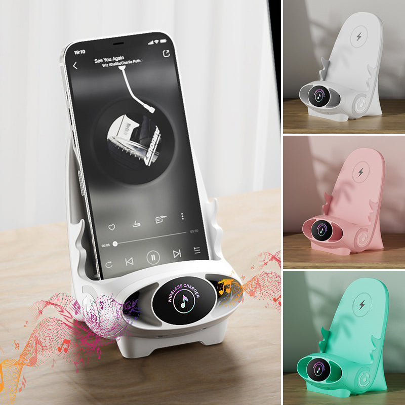 Wireless Phone Charger with Chair-Shaped Holder, Sound Amplifier, Stand Function, Smartphone Charging, Desk Stand | Sansoti