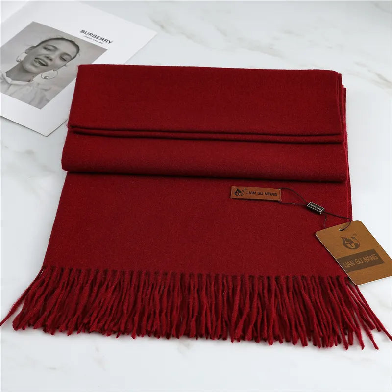 Kasjmieren Wintersjaal 190x68cm Luxe Wol Franjes Dames Heren Warm Accessoire Gedrapeerd Zachte Shawl | Sansoti