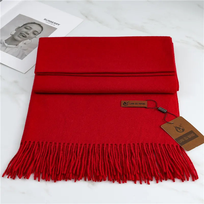 Kasjmieren Wintersjaal 190x68cm Luxe Wol Franjes Dames Heren Warm Accessoire Gedrapeerd Zachte Shawl | Sansoti