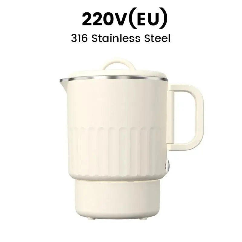 Foldable Electric Travel Kettle 800ml with Double Wall Stainless Steel Interior Compact Foldable Kettle for On the Go | Sansoti