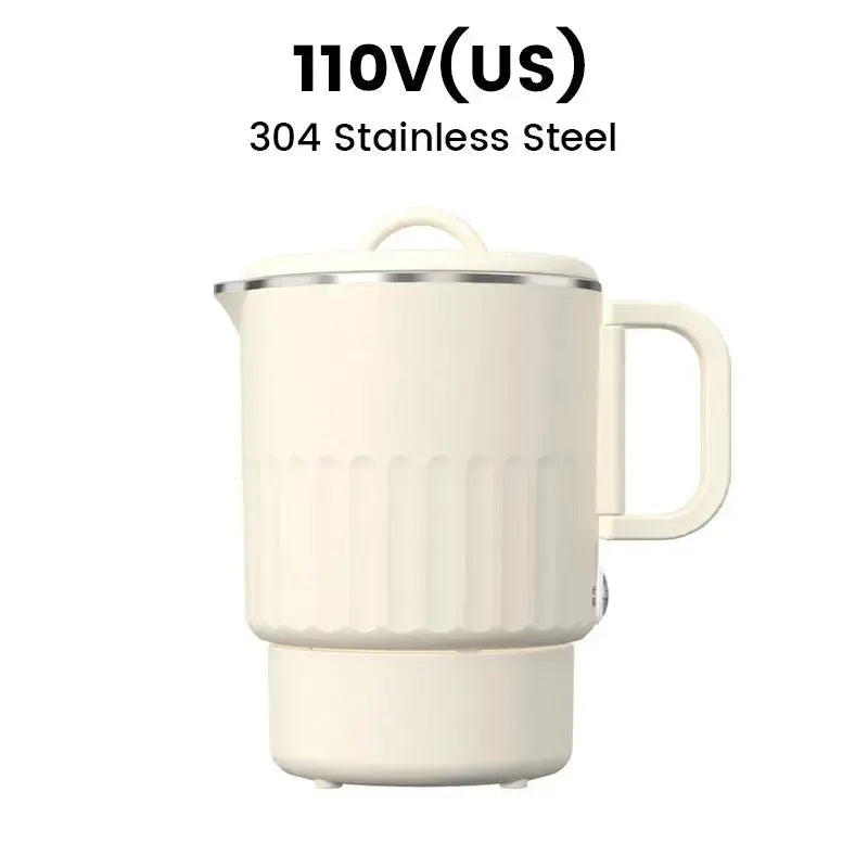 Foldable Electric Travel Kettle 800ml with Double Wall Stainless Steel Interior Compact Foldable Kettle for On the Go | Sansoti