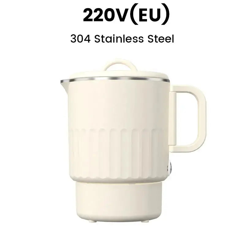 Foldable Electric Travel Kettle 800ml with Double Wall Stainless Steel Interior Compact Foldable Kettle for On the Go | Sansoti