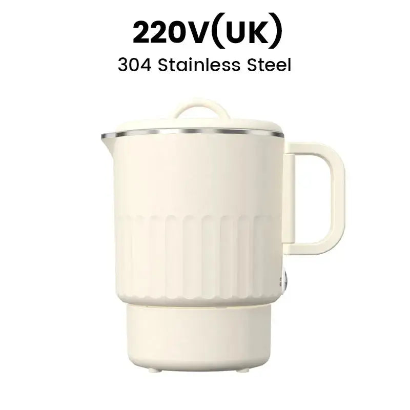 Foldable Electric Travel Kettle 800ml with Double Wall Stainless Steel Interior Compact Foldable Kettle for On the Go | Sansoti