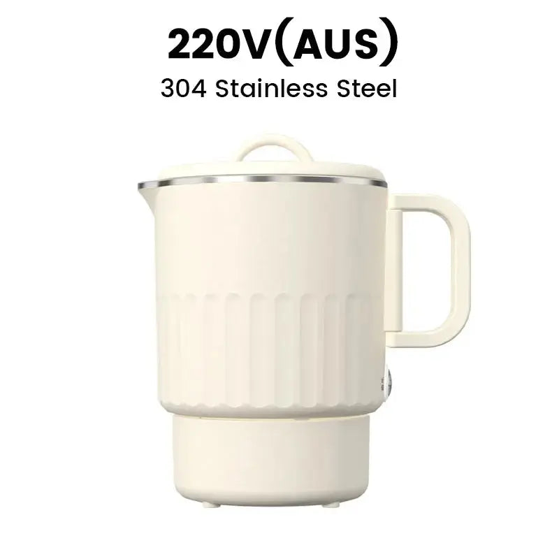 Foldable Electric Travel Kettle 800ml with Double Wall Stainless Steel Interior Compact Foldable Kettle for On the Go | Sansoti