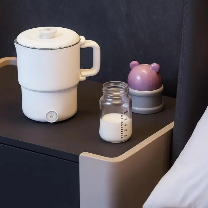 Foldable Electric Travel Kettle 800ml with Double Wall Stainless Steel Interior Compact Foldable Kettle for On the Go | Sansoti