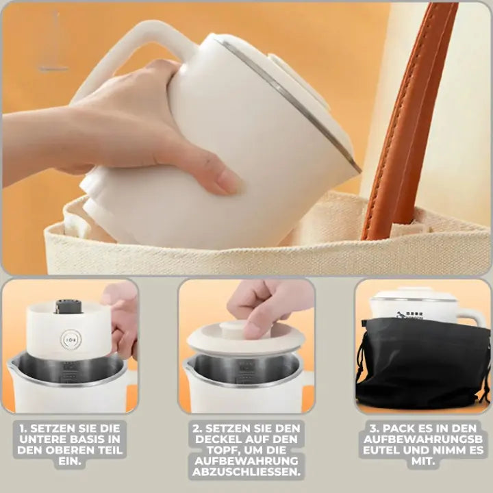 Foldable Electric Travel Kettle 800ml with Double Wall Stainless Steel Interior Compact Foldable Kettle for On the Go | Sansoti