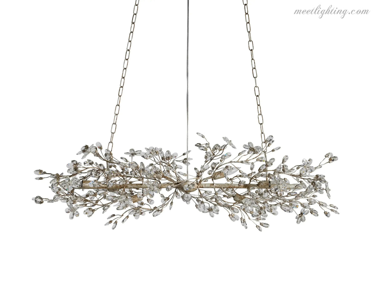 Linear Crystal Chandelier Iron Adjustable 3 Finishes Dining Room Living Room Lighting 8-12 Sockets | Sansoti