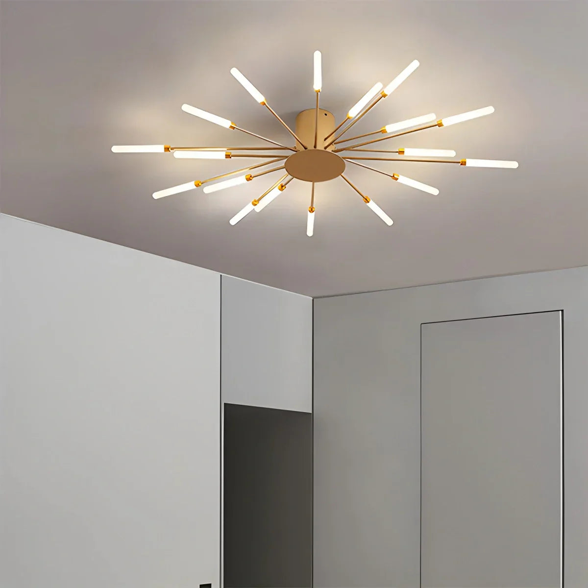 LED Ceiling Lamp Metal 20-42 Light Points Black Gold Living Room Dining Room Star Shape Design Dimmable Modern Lighting Large Spaces | Sansoti