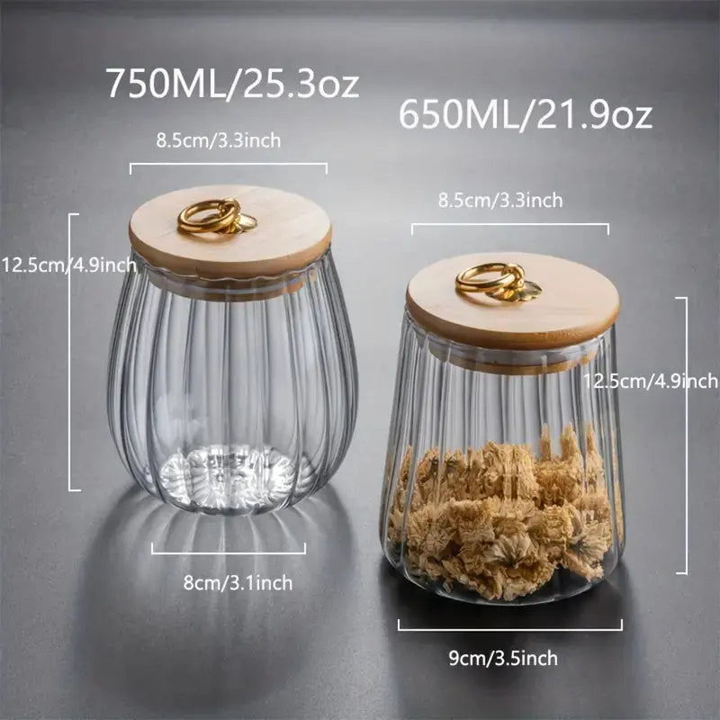 Glas Vorratsglas Holzdeckel Gold Borosilikat Tee Küche Skandinavisch | Sansoti