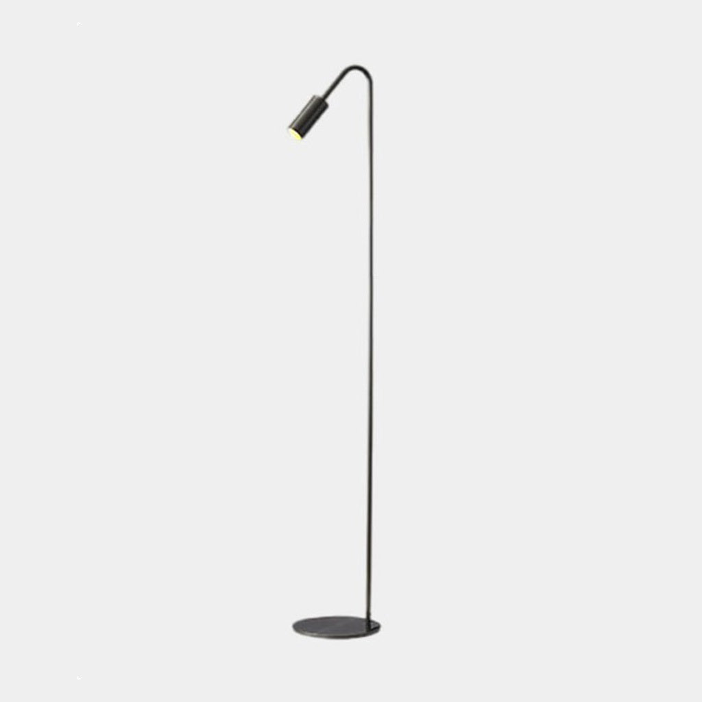 Stehende Bodenleuchte aus Messing, gebogener LED-Lesestrahler, Schwarz Gold, minimalistisch, elegant, verstellbares Licht, Wohnzimmer | Sansoti