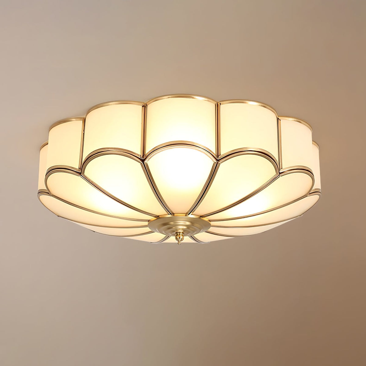 Plafondlamp Glas Messing Goud Rond Klassiek Woonkamer Hal Eetkamer Vintage Design Verlichting Diffuus Licht | Sansoti