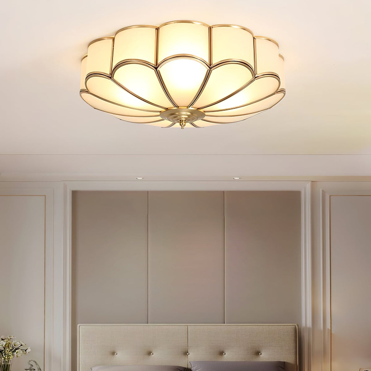 Plafondlamp Glas Messing Goud Rond Klassiek Woonkamer Hal Eetkamer Vintage Design Verlichting Diffuus Licht | Sansoti