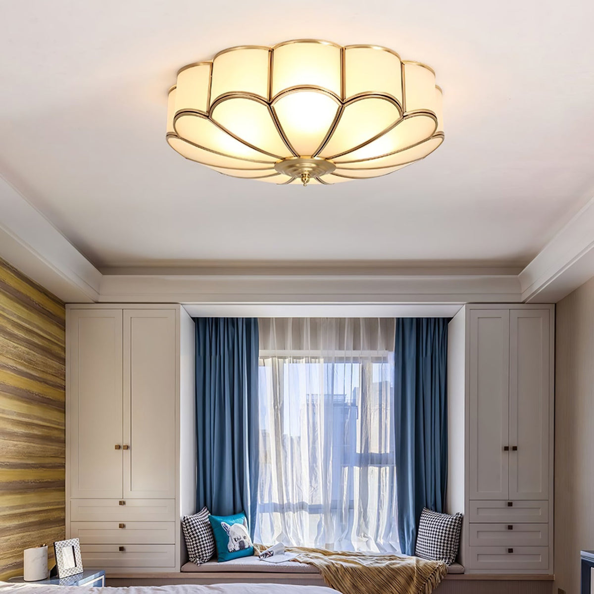 Plafondlamp Glas Messing Goud Rond Klassiek Woonkamer Hal Eetkamer Vintage Design Verlichting Diffuus Licht | Sansoti