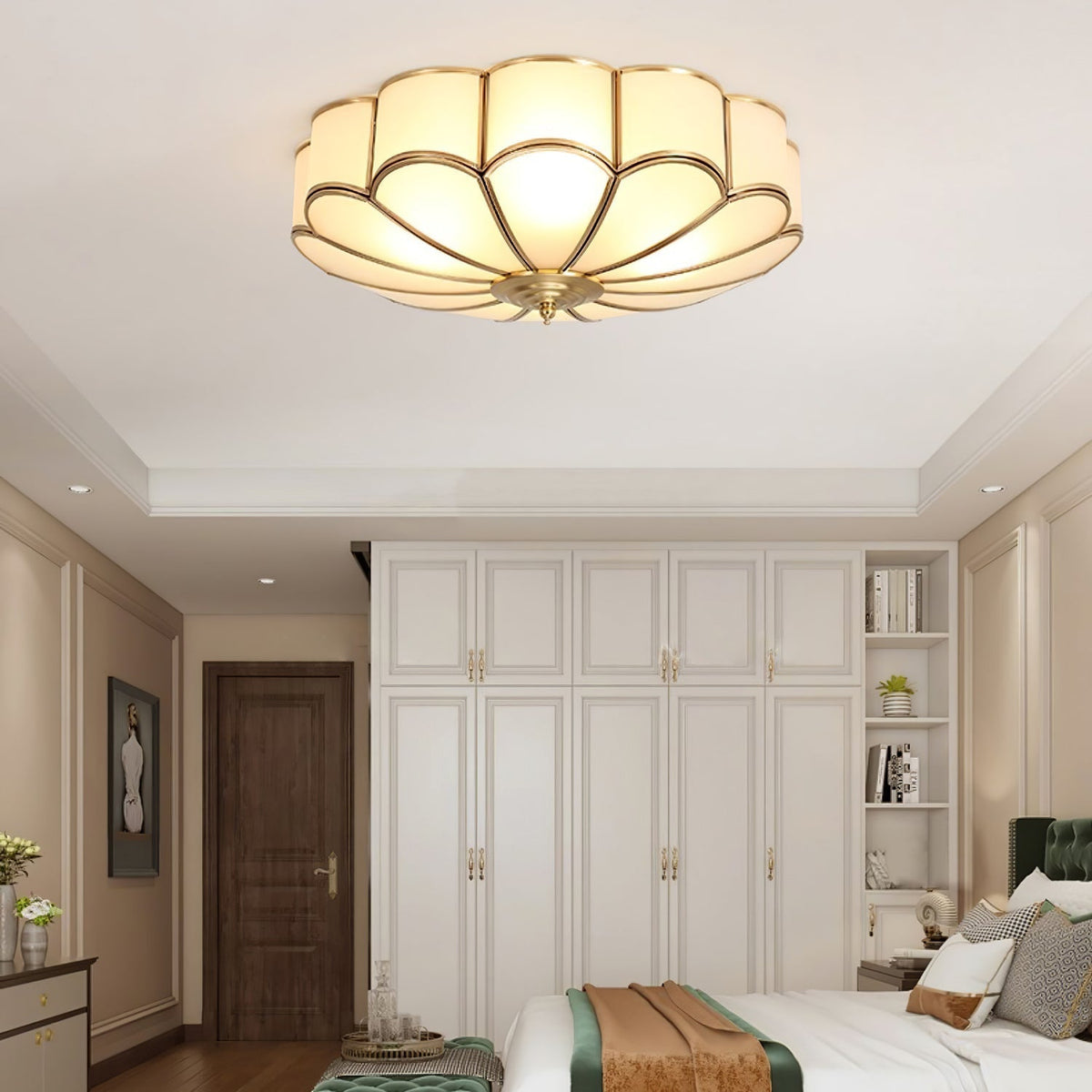 Plafondlamp Glas Messing Goud Rond Klassiek Woonkamer Hal Eetkamer Vintage Design Verlichting Diffuus Licht | Sansoti