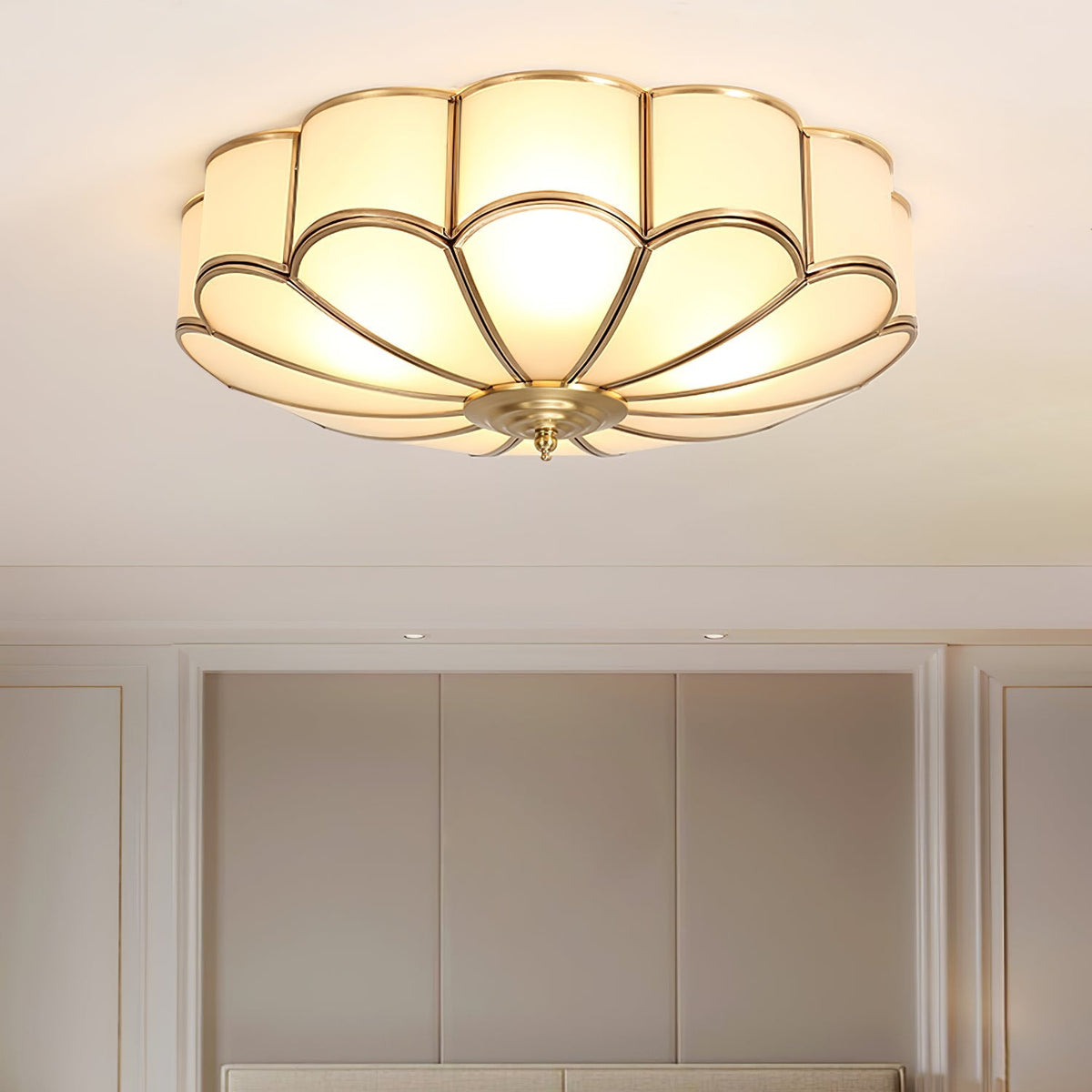 Plafondlamp Glas Messing Goud Rond Klassiek Woonkamer Hal Eetkamer Vintage Design Verlichting Diffuus Licht | Sansoti