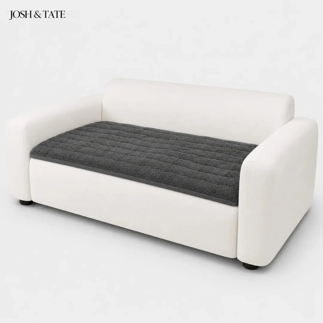 Plüsch-Sofabezug mit rutschfester Unterseite, Sherpa-Sitzschutz, waschbarer Möbelbezug zum Schutz von Sofa und Couch | Sansoti