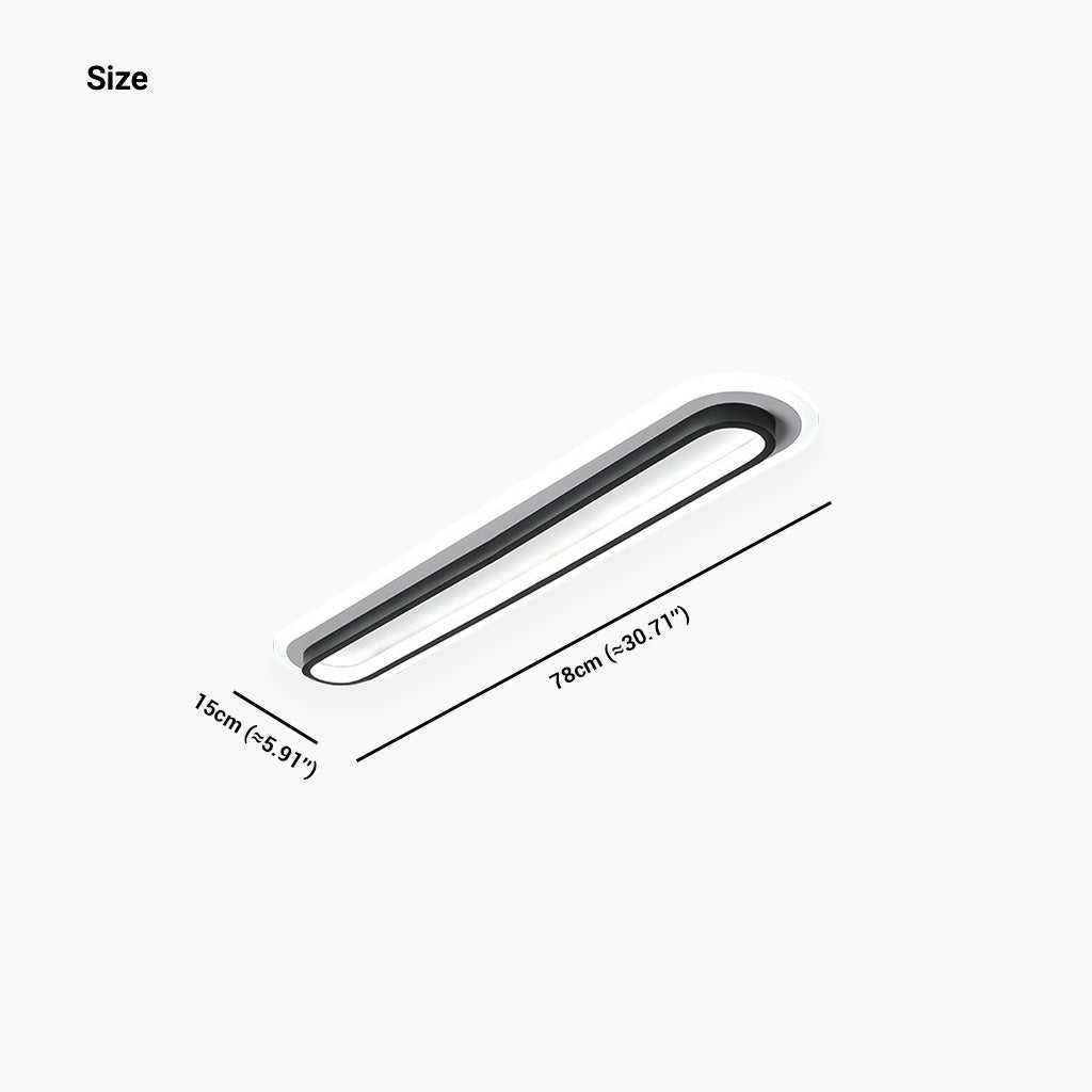 Oval LED Flush-Mount Ceiling Light Minimalist Design Black White for Hallway Entrance Balcony Hall Living Space | Sansoti