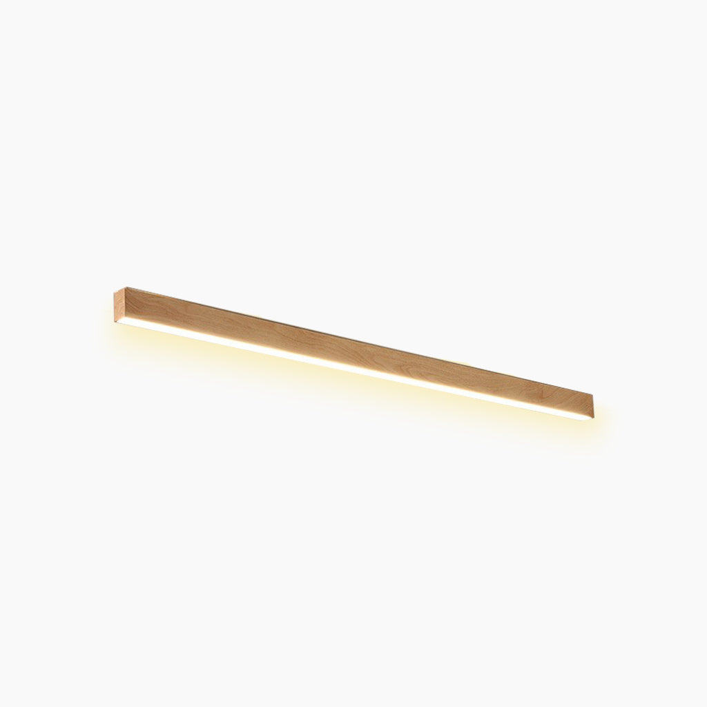 Linear LED Ceiling Light Wood Effect Dimmable Iron Acrylic Hallway Entrance Remote Control Warm Neutral White | Sansoti
