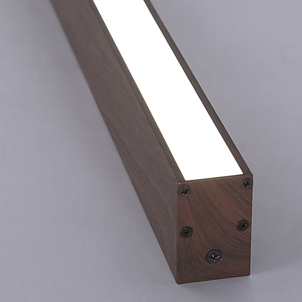 Linear LED Ceiling Light Wood Effect Dimmable Iron Acrylic Hallway Entrance Remote Control Warm Neutral White | Sansoti