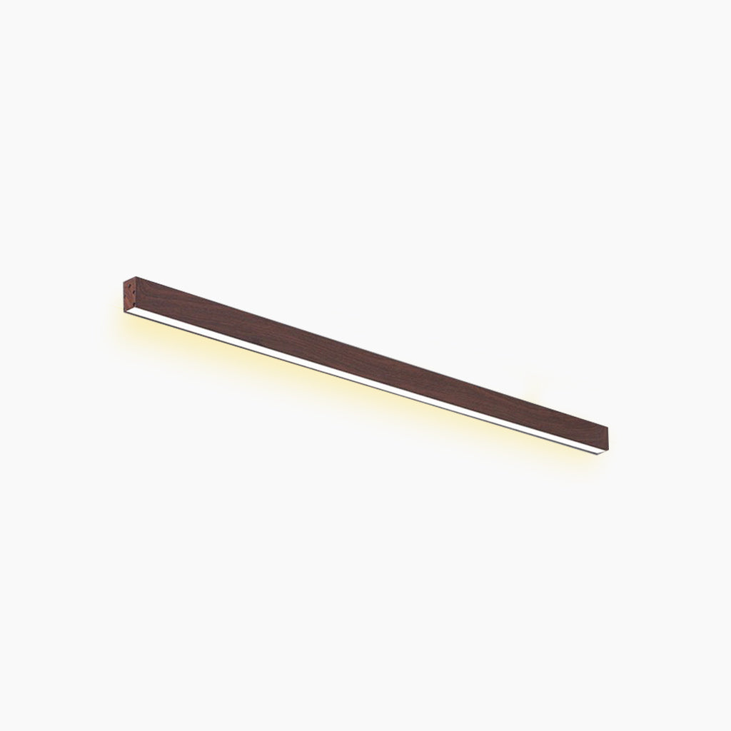 Linear LED Ceiling Light Wood Effect Dimmable Iron Acrylic Hallway Entrance Remote Control Warm Neutral White | Sansoti