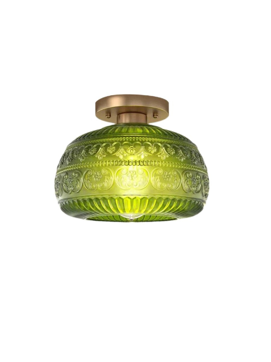 Glass Globe Ceiling Lamp Textured Glass Semi-Flush Lighting for Any Room | Sansoti