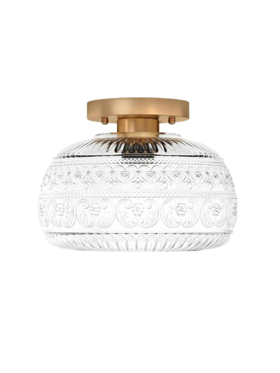 Glass Globe Ceiling Lamp Textured Glass Semi-Flush Lighting for Any Room | Sansoti