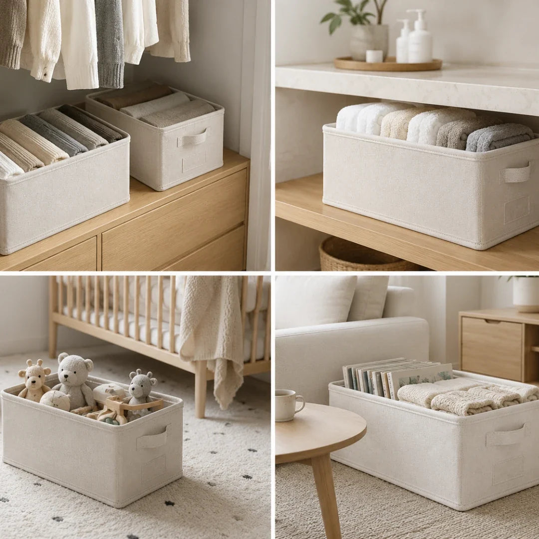 Foldable Drawer Organizer Linen Cotton 40x25x20cm Clothes Storage Drawer Divider Storage System for Closet | Sansoti