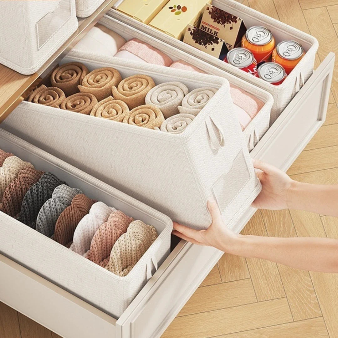 Foldable Drawer Organizer Linen Cotton 40x25x20cm Clothes Storage Drawer Divider Storage System for Closet | Sansoti