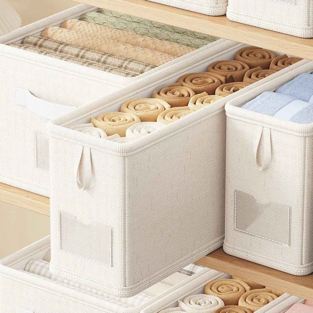 Foldable Drawer Organizer Linen Cotton 40x25x20cm Clothes Storage Drawer Divider Storage System for Closet | Sansoti