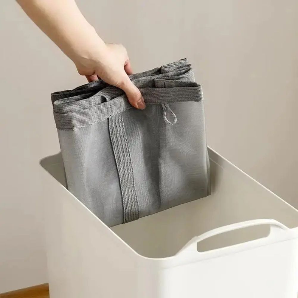 Collapsible Laundry Basket with Mesh – Foldable Laundry Storage Basket for Bedroom and Bathroom – Lightweight Ventilated Laundry Box with Hanging Loop | Sansoti