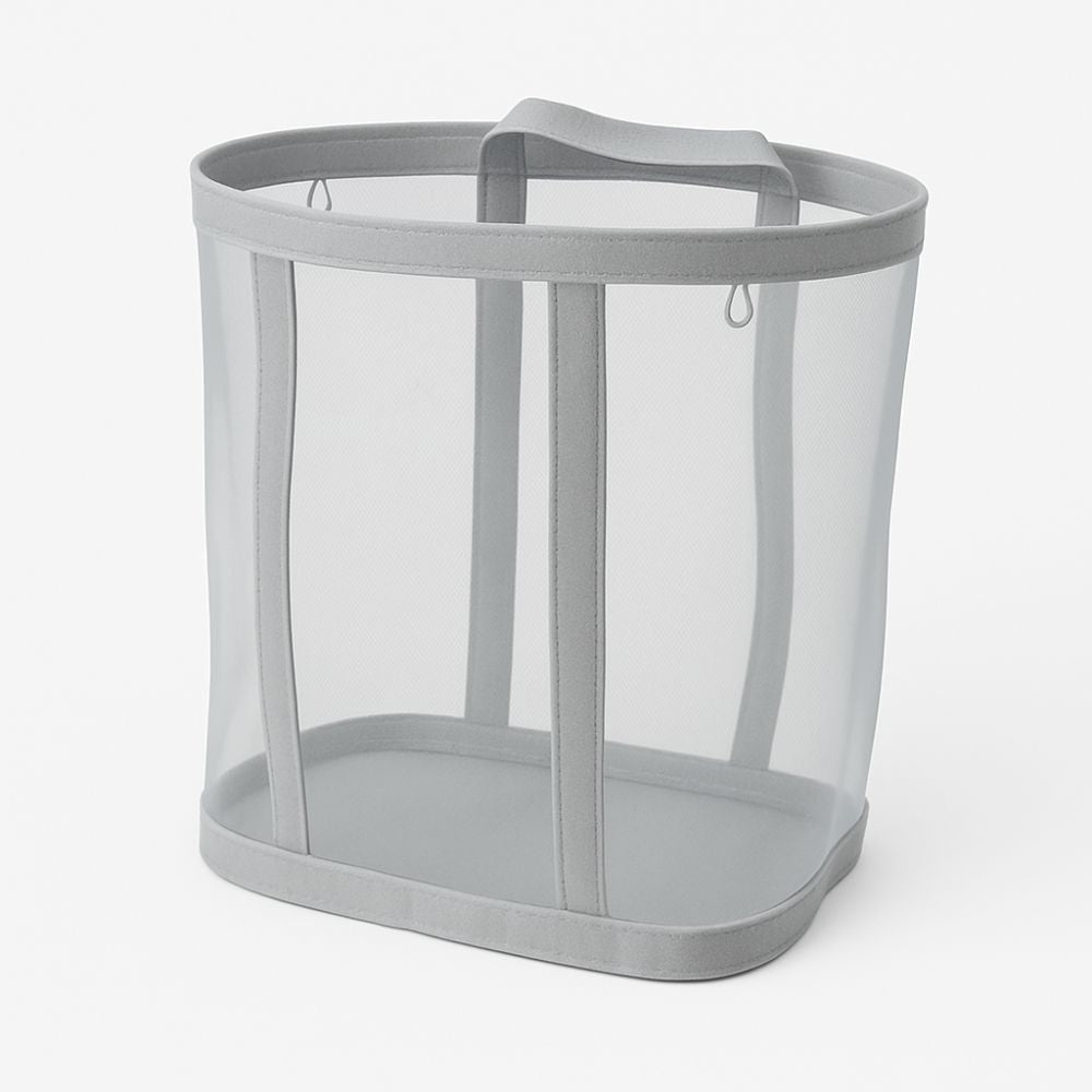 Collapsible Laundry Basket with Mesh – Foldable Laundry Storage Basket for Bedroom and Bathroom – Lightweight Ventilated Laundry Box with Hanging Loop | Sansoti