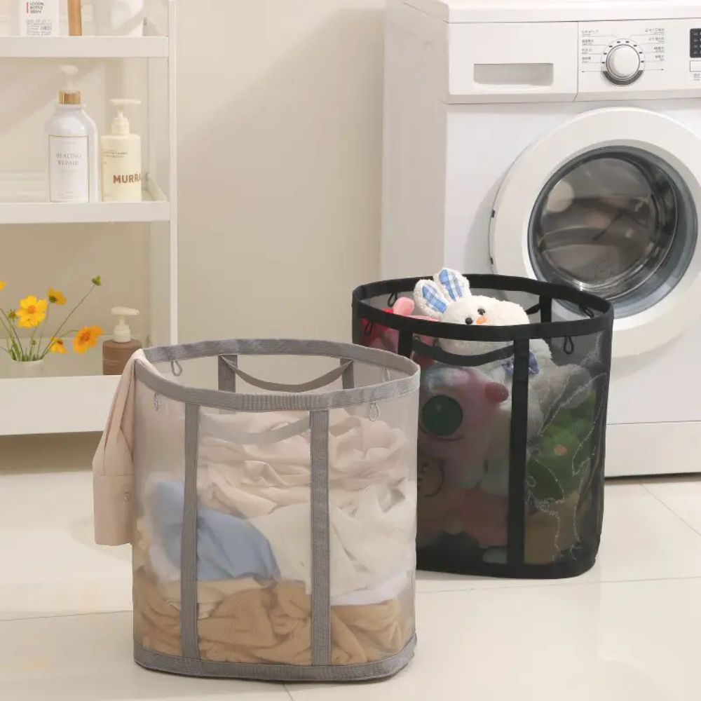 Collapsible Laundry Basket with Mesh – Foldable Laundry Storage Basket for Bedroom and Bathroom – Lightweight Ventilated Laundry Box with Hanging Loop | Sansoti