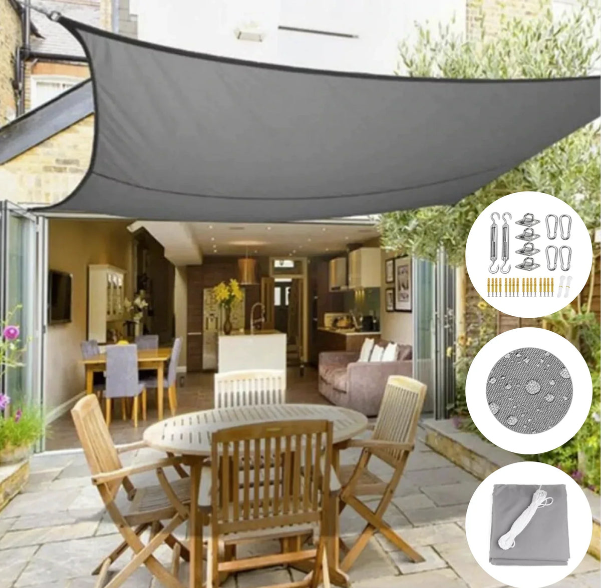 Waterproof Shade Cloth Triangle or Square for Terrace Balcony and Garden | Sansoti