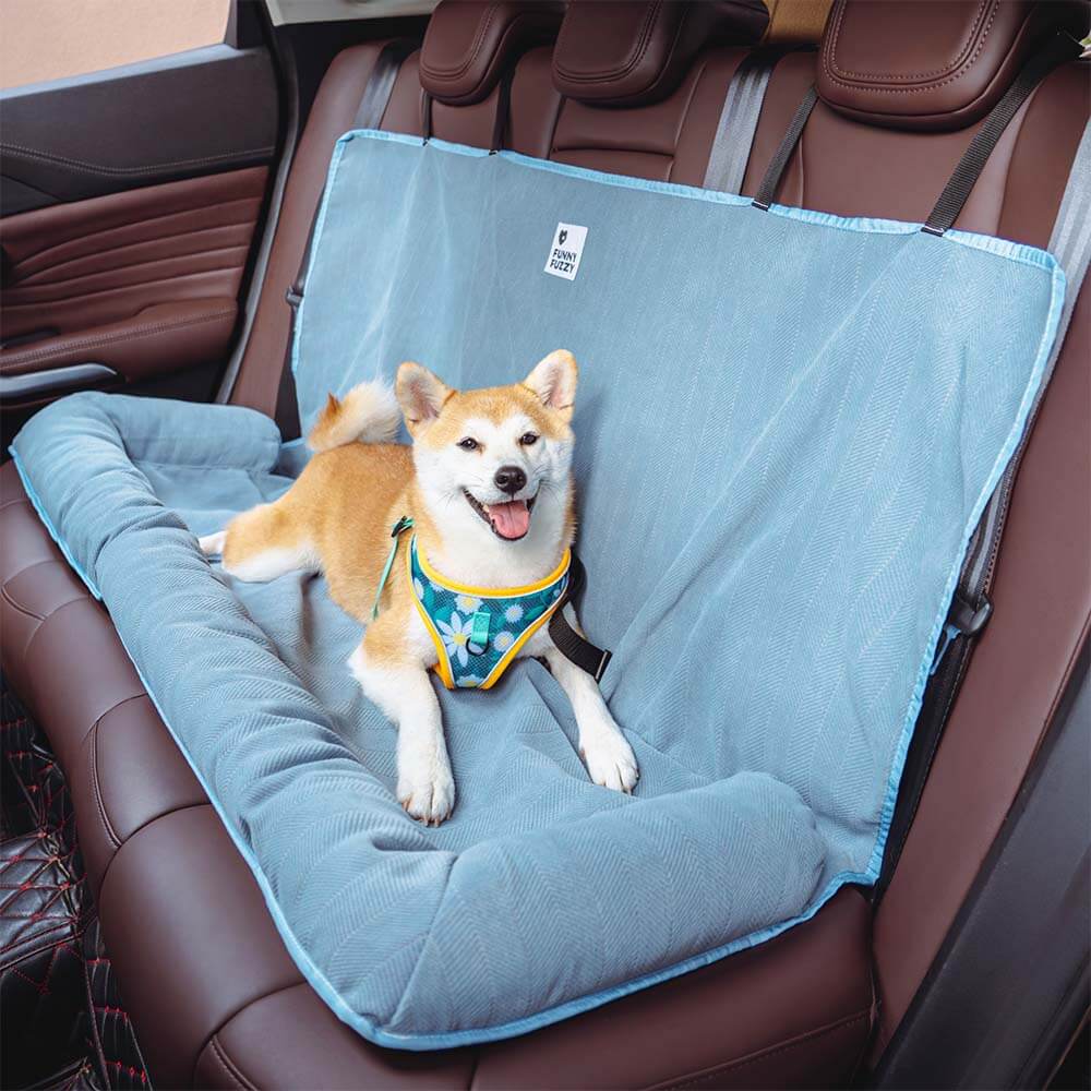 Wasserabweisendes Hunde-Autobett und Autositz mit rutschfestem Bodenschutz, luxuriöses Sitzkissen für Hunde auf Reisen | Sansoti