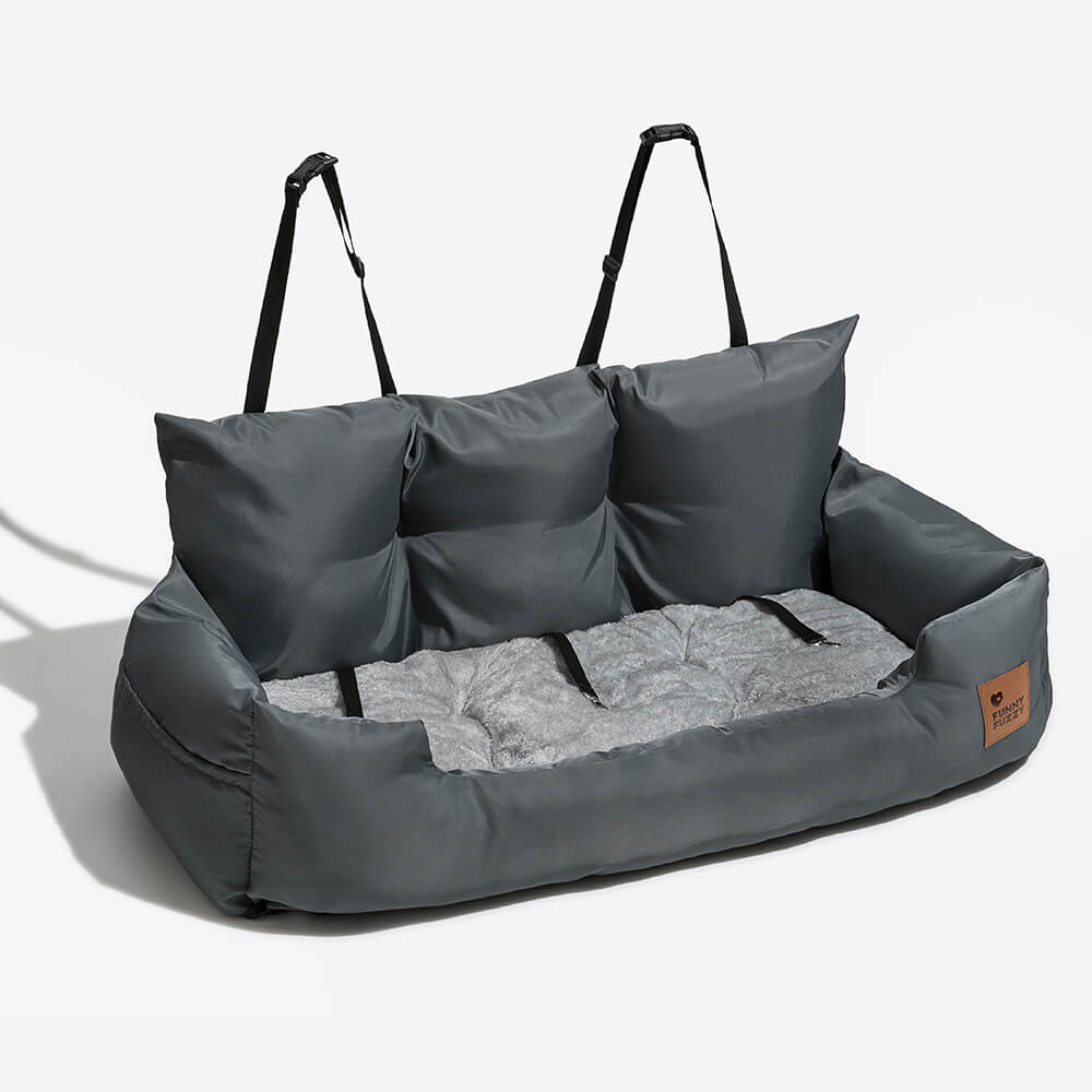 Hondenmand Auto Achterbank Medium/Large met Veiligheidsriemen & Opbergtasje - Comfortabel Veilig Reizen Hond | Sansoti