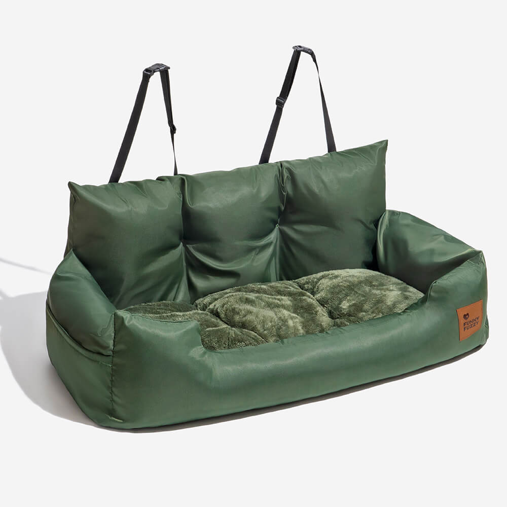 Hondenmand Auto Achterbank Medium/Large met Veiligheidsriemen & Opbergtasje - Comfortabel Veilig Reizen Hond | Sansoti