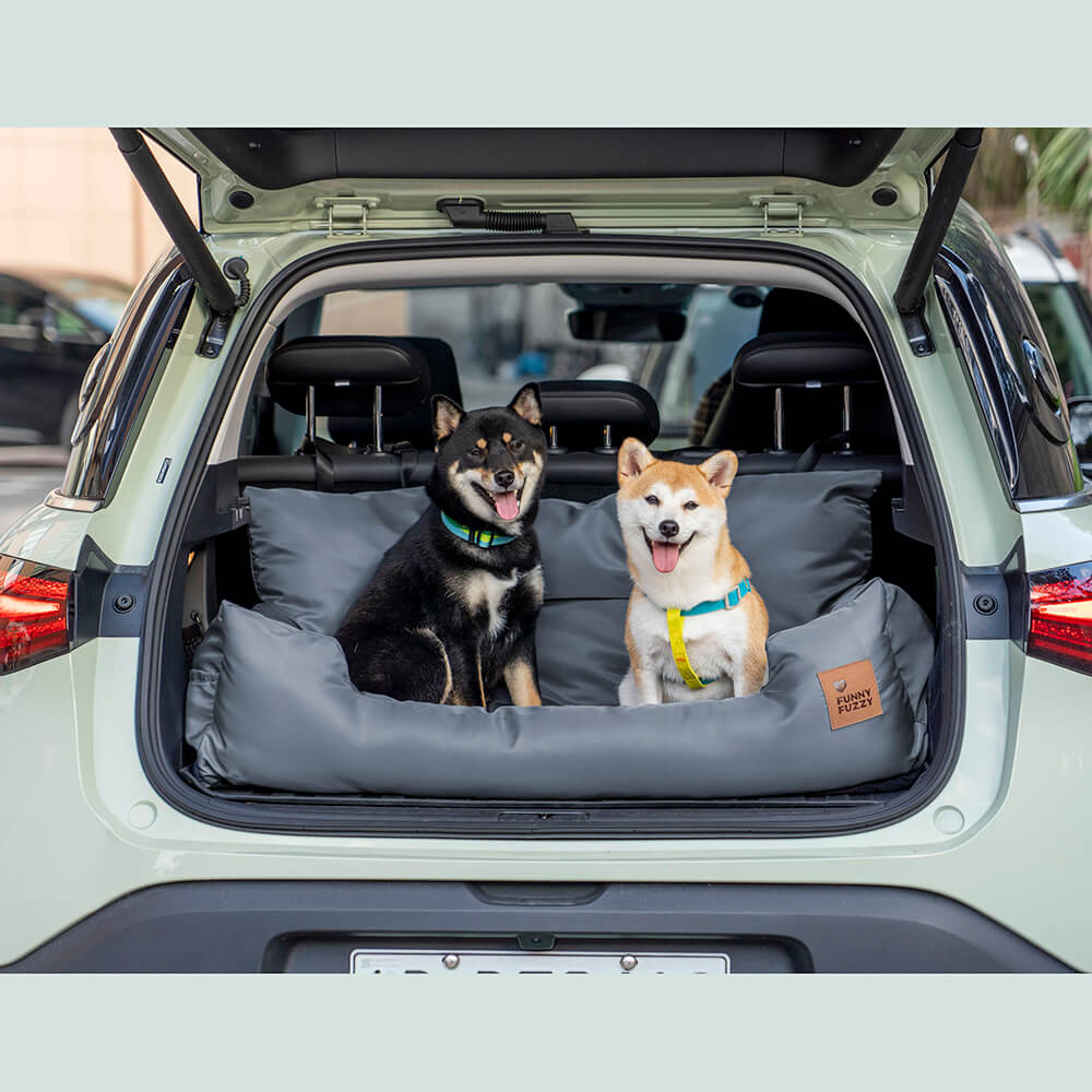 Dog Car Bed for the Back Seat Medium/Large with Safety Belts & Storage Pouch - Comfortable Safe Travel for Dogs | Sansoti