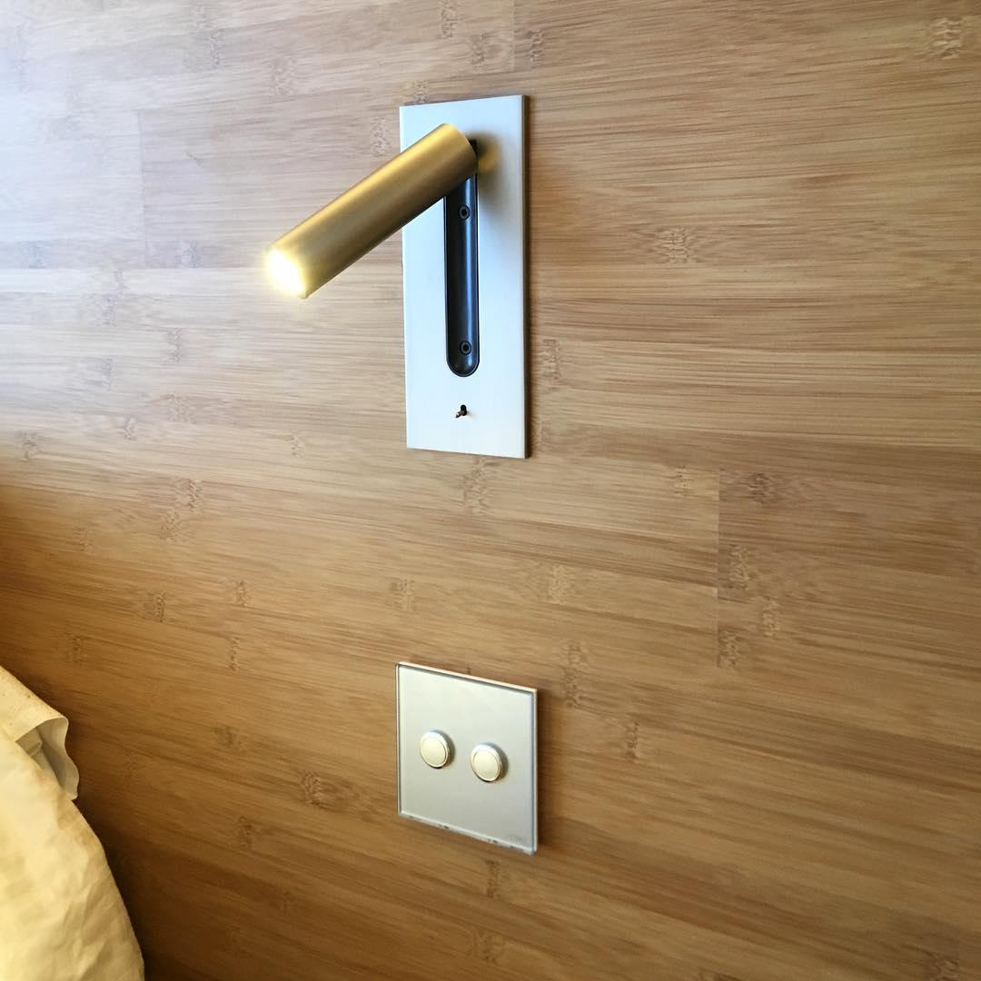 Bedroom Wall Lamp LED Swing Arm Dimmable Adjustable Reading Light with Switch Aluminum Bronze Black Bedside Lamp | Sansoti