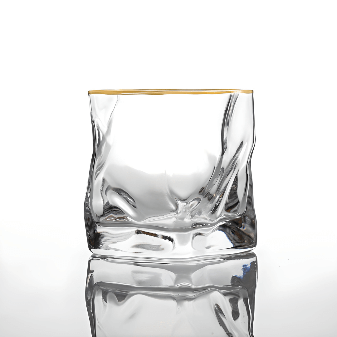 Japans Kristallen Whiskyglas met Goudaccent Reliëfstructuur Premium Drinkglas voor Whisky Cocktails Spirits Thuis | Sansoti